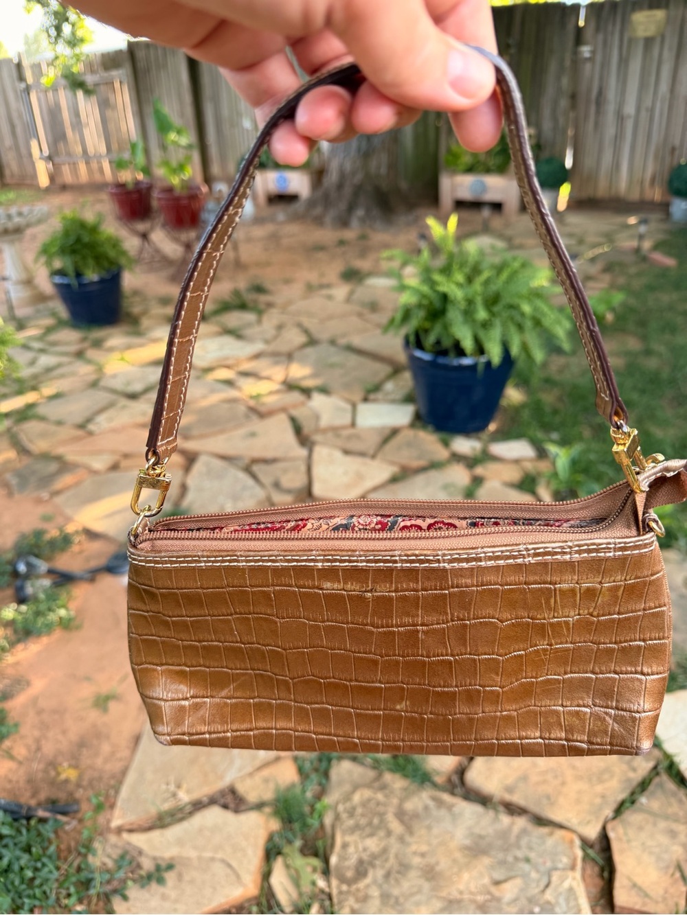 Maxx New York Brown Croc-Embossed Wristlet